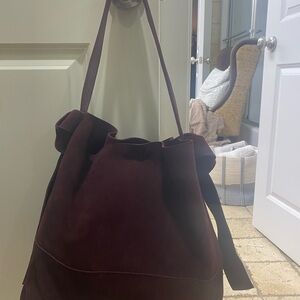 Chic Burgundy Suede Hobo Bag